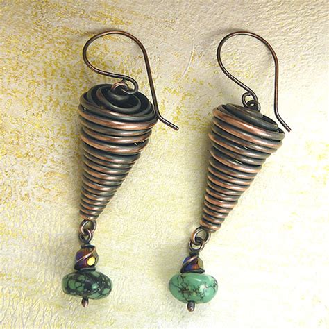 Copper Wire Cone Earrings