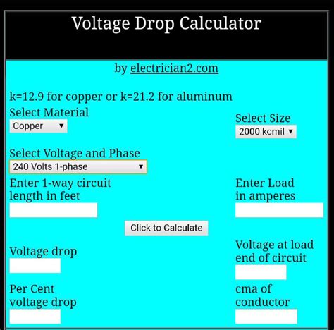 Copper Wire Voltage Drop Calculator