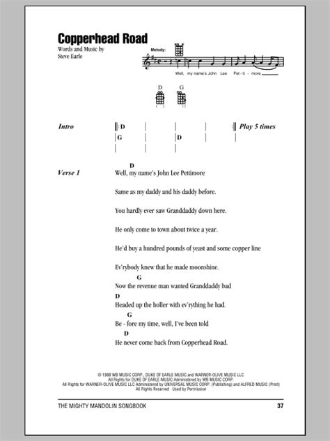 Copperhead Road Mandolin Chords