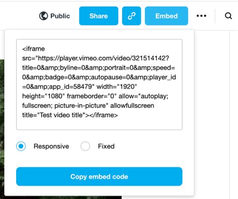 copy embed code vimeo