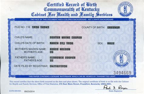 Birth Certificate Frankfort Ky Master of Documents