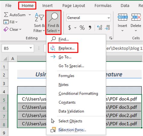 copy pdf file names from folder to excel