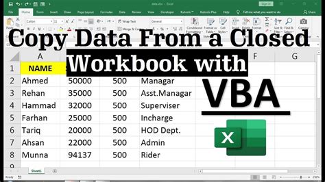 Copy Range From Closed Workbook Vba