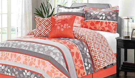 Coral And Grey Bedroom Decor
