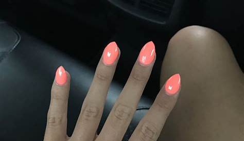 coral almond nails almondnails Coral pink nails, Coral acrylic nails