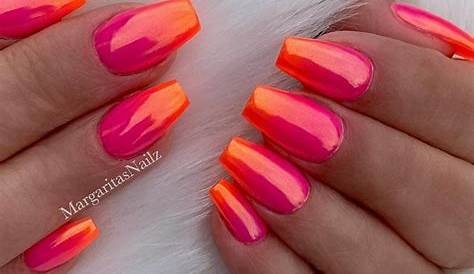 REPOST • CoralPink with Chrome Ombre on Coffin Nails 👌