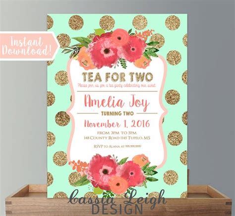 Coral And Mint Printable Invitations
