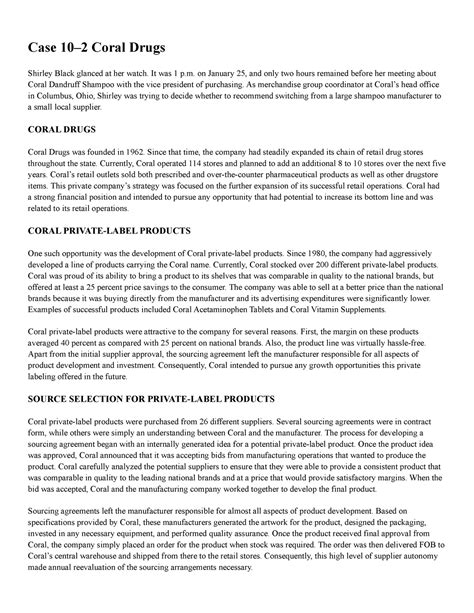 Coral Drugs Case Study