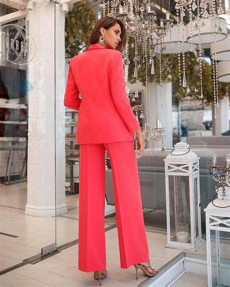coral pantsuit