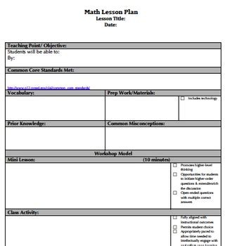 core instructional model lesson plan template