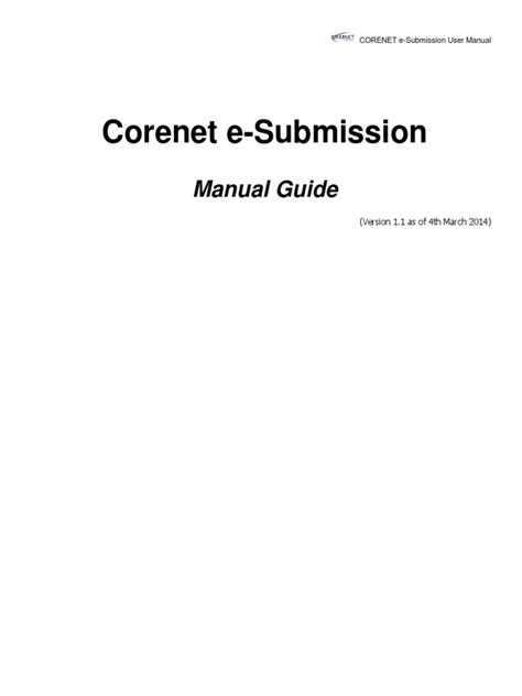 Corenet E-Submission Manual Guide