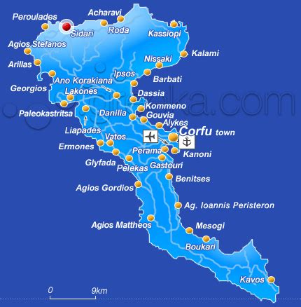 corfu greece map sidari