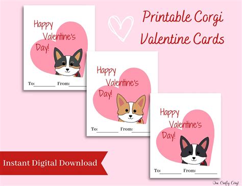 Corgi Valentines Cards Printable
