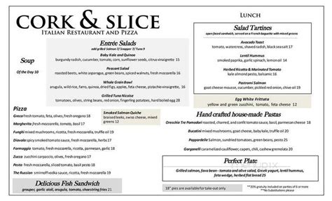 Cork And Slice Cedarhurst Menu