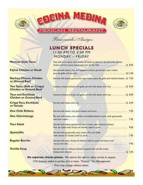 Corkscrew Medina Menu