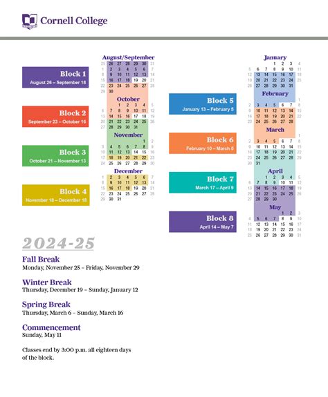 Cornell Academic Calendar 2024-25