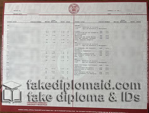 Cornell University Transcript