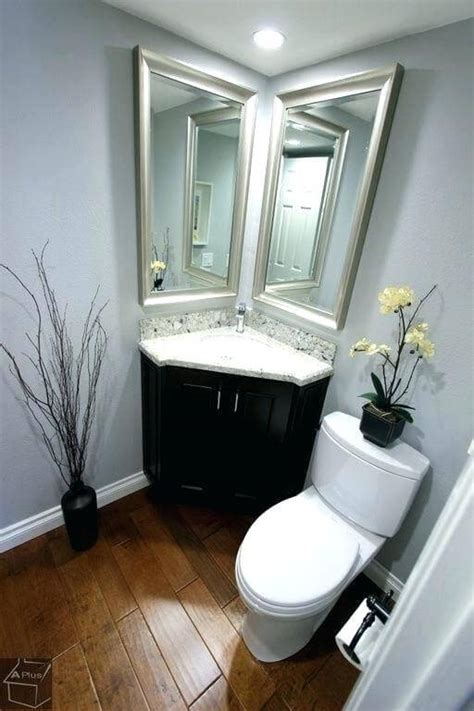 Small Bathroom Sinks Powder Room Contemporary with Corner Mirror Corner