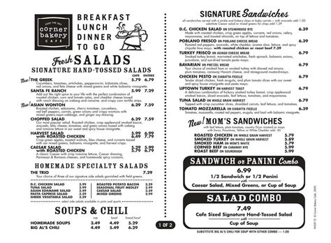 corner bakery near me menu