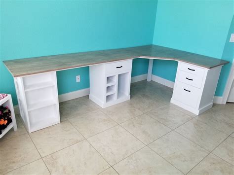 corner craft desk with storage