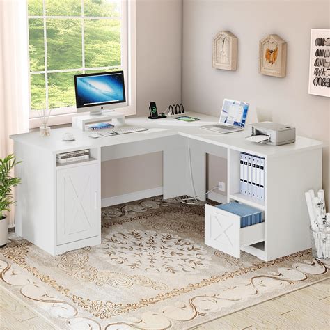 Corner Desk With Two File Cabinets