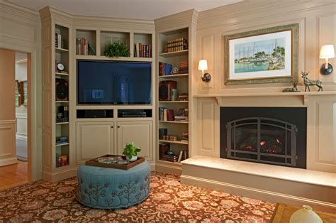 Living Room Corner Fireplace TV Decorating Ideas