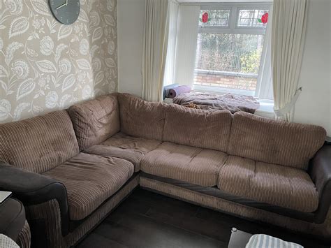 Corner Sofa Brown Fabric