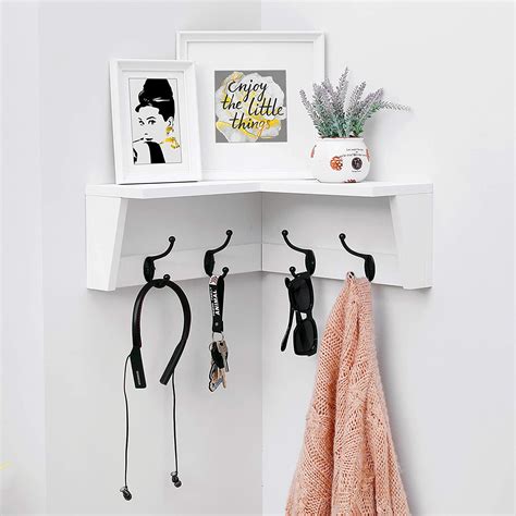Corner Wall Shelf With Hooks