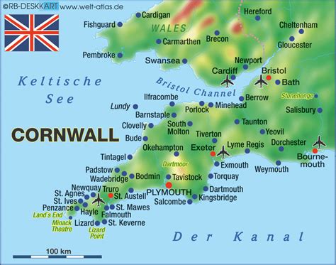 Cornwall Karte StepMap Cornwall Landkarte für Großbritannien