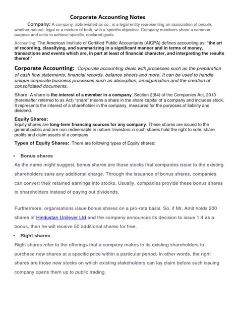 Corporate Accounting Notes Pdf Update