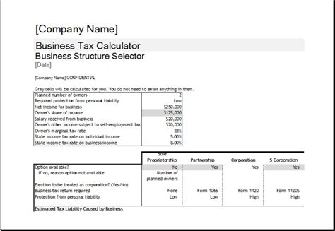 corporate tax report template
