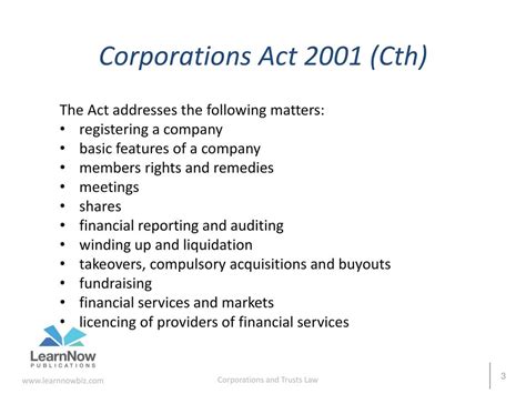 corporations law 2001 overview