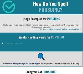 correct spelling of pursuing