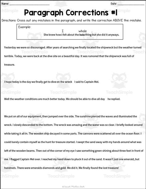 Correcting Errors In A Passage Worksheets Printable