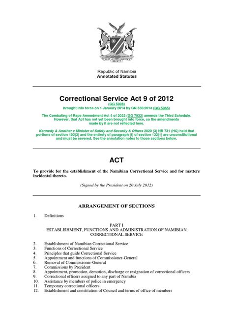 correctional service act 9 of 2012