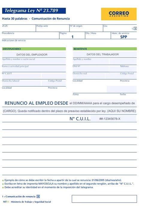 correo argentino formulario de renuncia