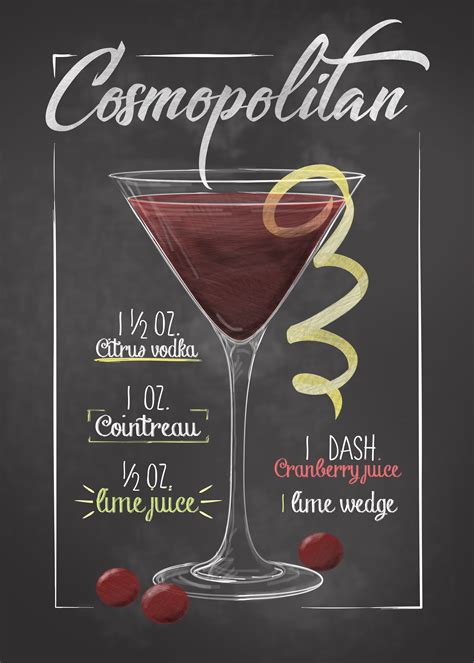 cosmo martini poster print black and white