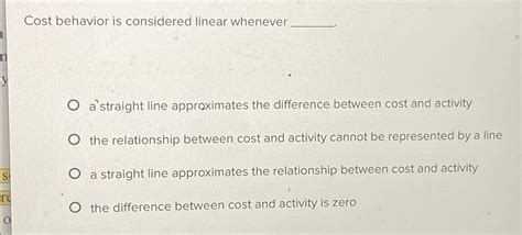 cost behavior is considered linear whenever