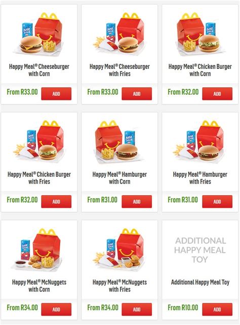 cost of mcdonald happy meal