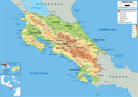 costa rica auf landkarte