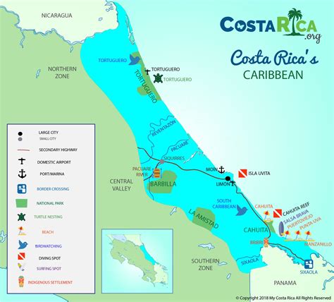costa rica caribbean coast map