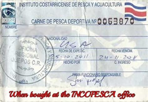 costa rica fishing license requirements