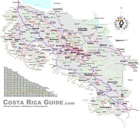 costa rica road map printable