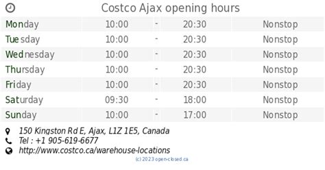 costco hours ajax for seniors