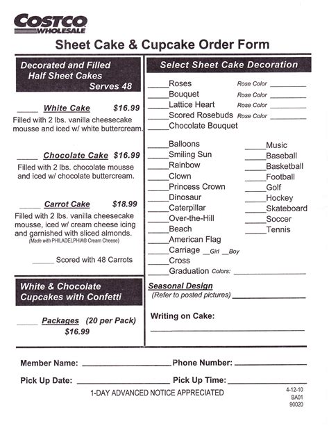 42+ Costco Sheet Cake Order Form