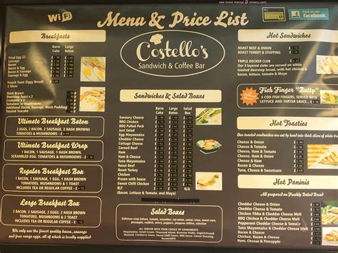 costello's menu with prices