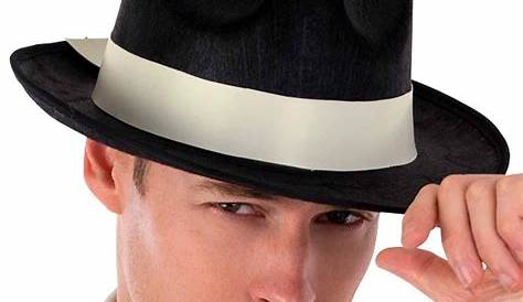 Black Velour Gangster Fedora Hat - Unimprintable - Hats