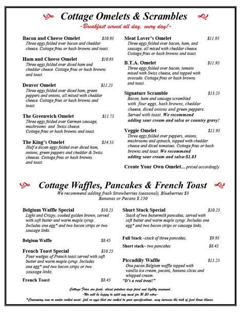 Menu of Cottage Cafe in Middletown, KY 40243