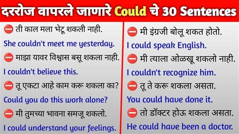could be meaning in marathi with example