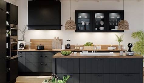 Meuble de cuisine noir quelle couleur pour les murs Idée